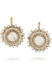 Gold-plated Swarovski crystal and howlite earrings
