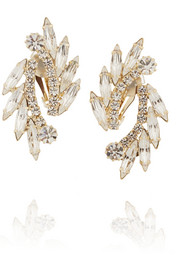Simone gold-plated Swarovski crystal clip earrings