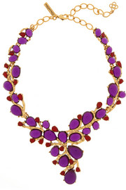 Gold-tone, resin and crystal necklace